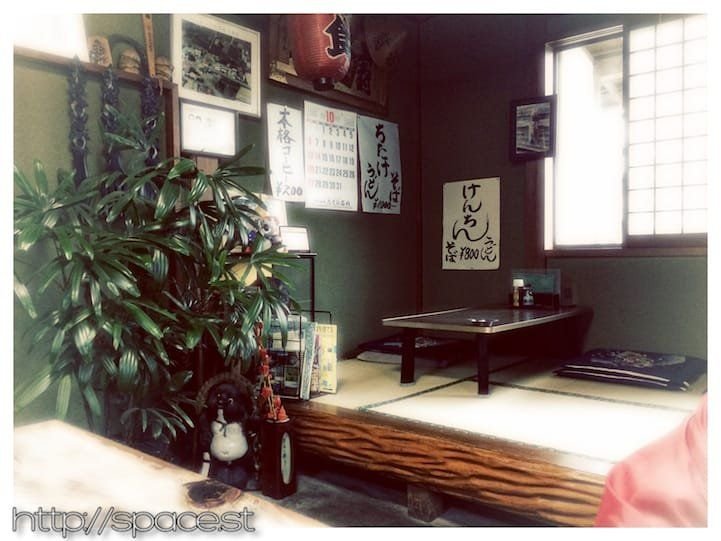 Tables and chairs are available and also traditional Japanese seating.