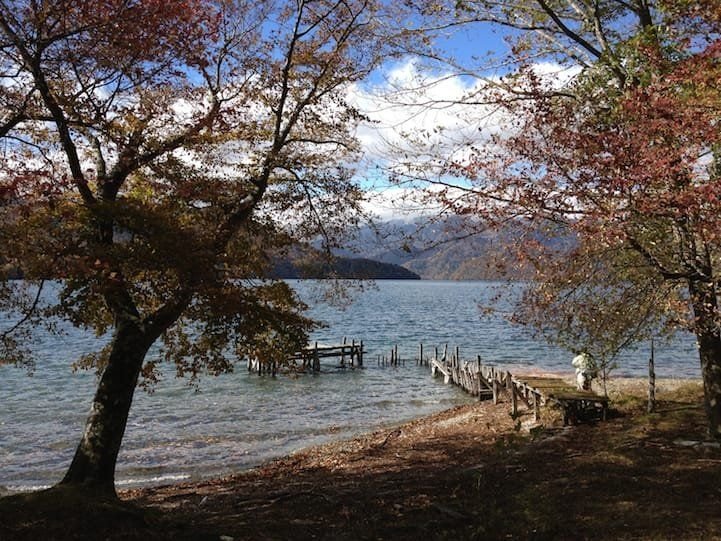 Quite a few autumn leaves on Nujina Peninsula, Nikko Japan.