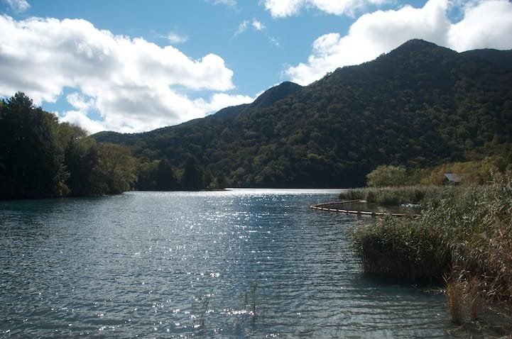 Lake Yu Yunoko, a beautiful small alpine lake at Yumoto Onsen, Nikko Japan