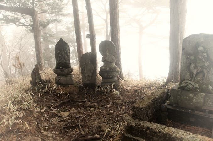 There are many gates along the trail and several statues and shrines on the peak. The name of the mountain is Soto, which in Japanese means “open air”