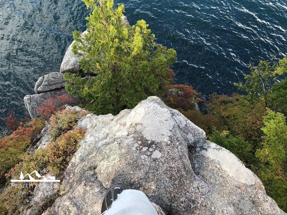 100m cliff on the Lake Chuzenji south shore hiking trail Section 2, Nikko Japan