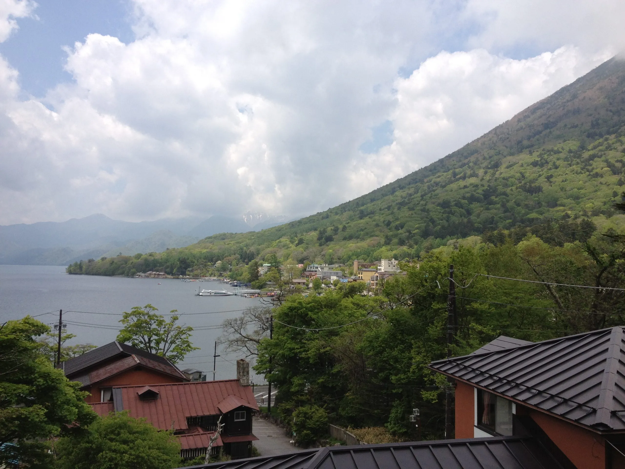 About 50 meters past the trail head is a little view of Chuzenji Lake and Nantai rising from it