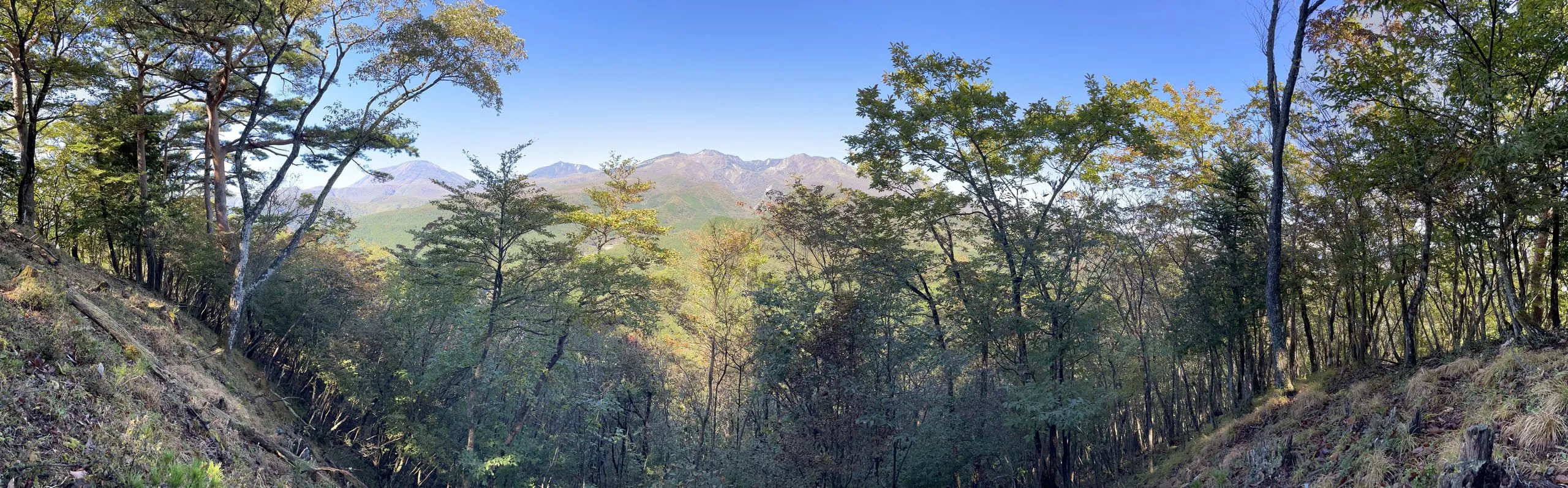 Panoramic ridge view over the Nikko range from Mount Toyama, Nikko Japan