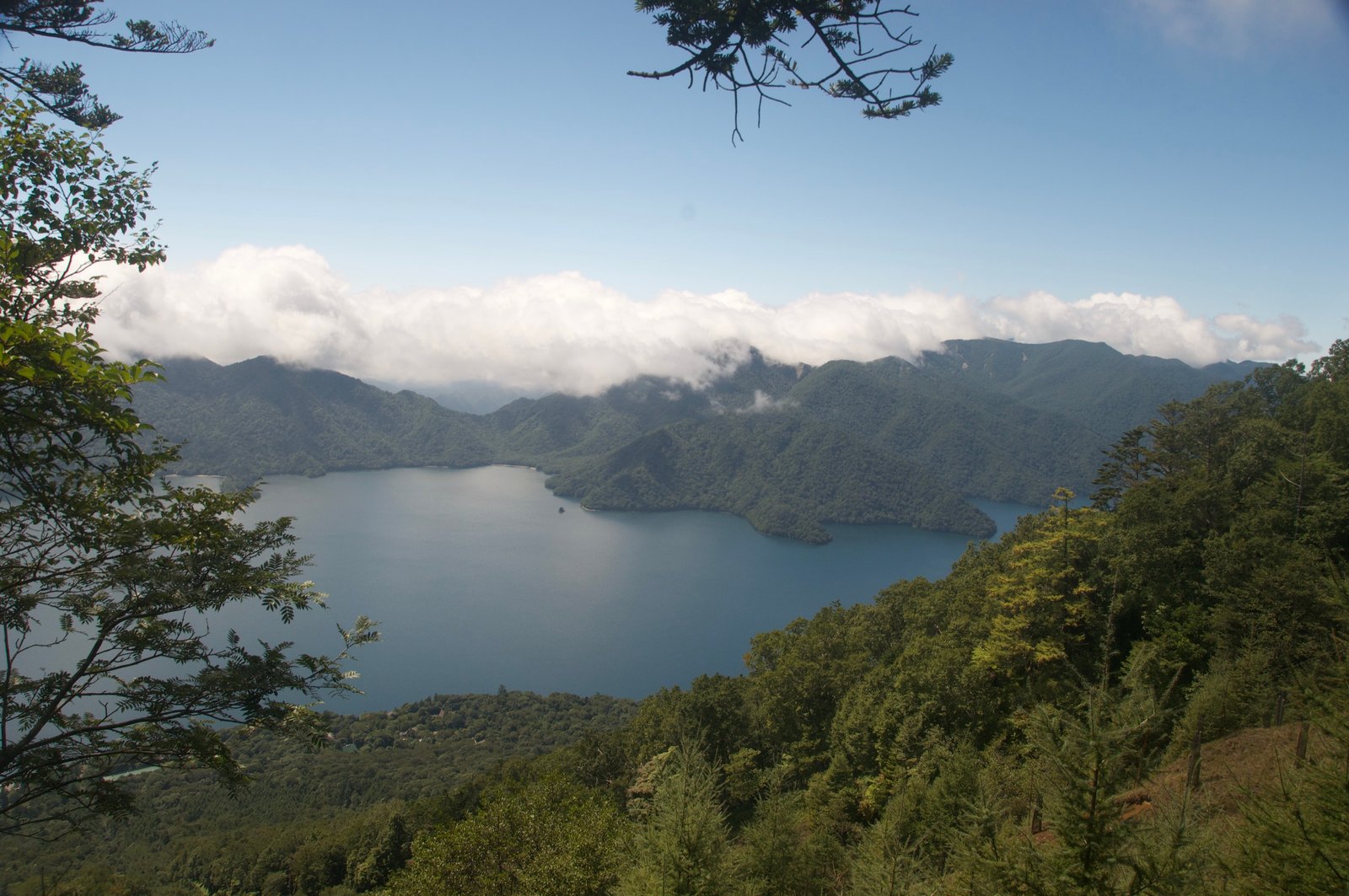 View of Lake Chuzenji from the Mount Nantai hiking trail, Nikko Japan