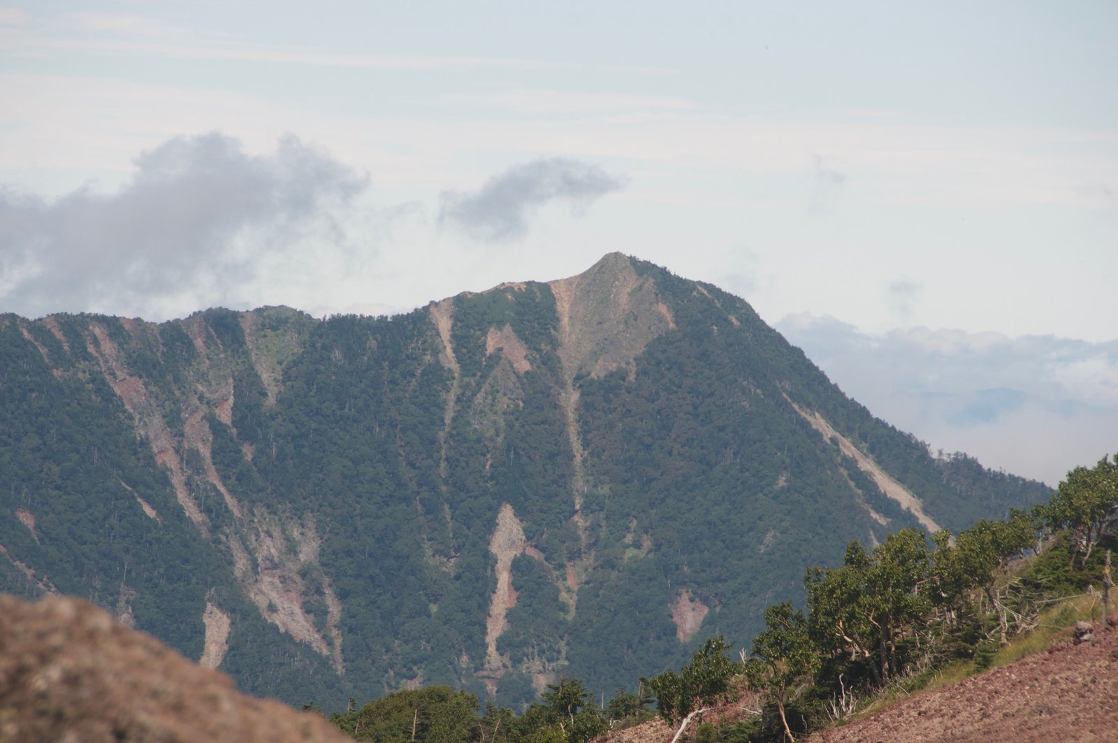 View of Nyoho peak from the summit of Mount Nantai, Nikko Japan