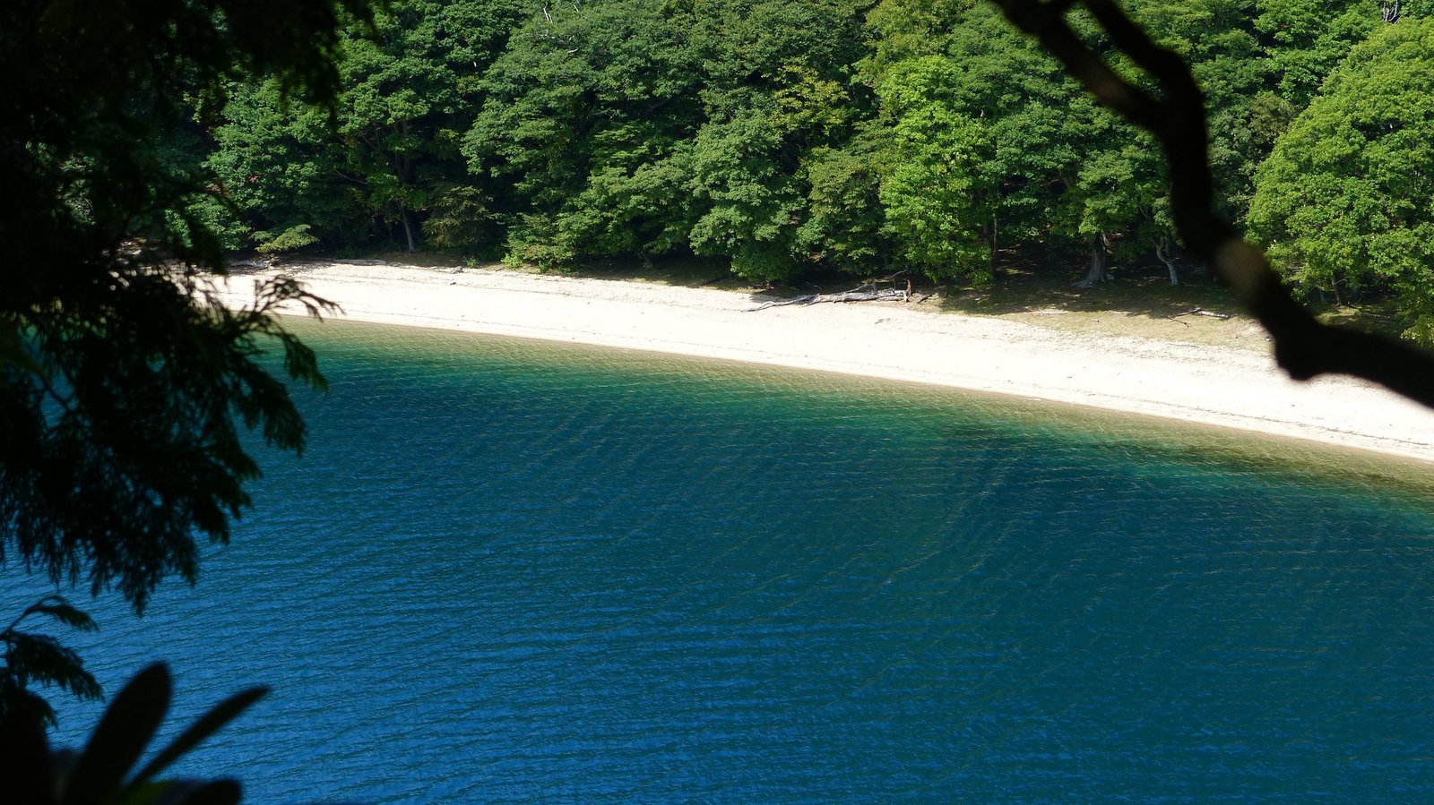 Tochikubo cove seen from the viewing platform above the trail, Lake Chuzenji, Nikko Japan